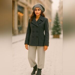 Forecaster of Boston Wool Cashmere Coat Women Sz 6 Gray Double Breasted Peacoat